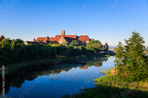 Tranquility scene of Teutonic Castle in Malbork in morning