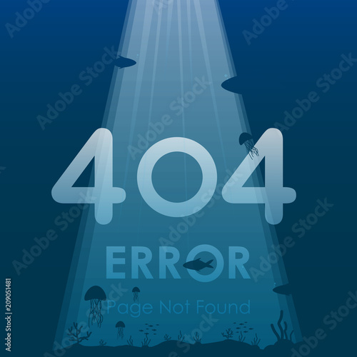 404 error page not found in under ocean background design