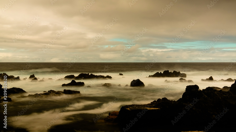 Seashore of the bay of Pombas aka Doves, Terceira island, Azores, Portugal Seashore of the bay of Pombas aka Doves, Terceira island, Azores, Portugal