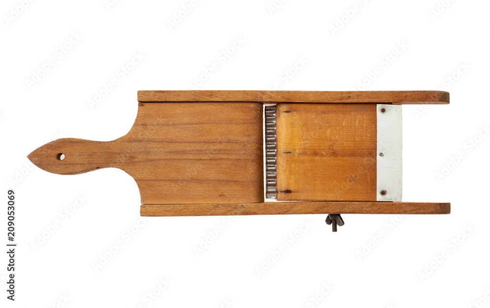 Vintage wooden slicer isolated on white background