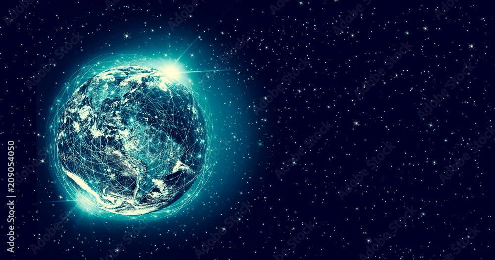 Naklejka premium Earth from Space. Best Internet Concept of global business. Elements of this image furnished by NASA. 3D illustration