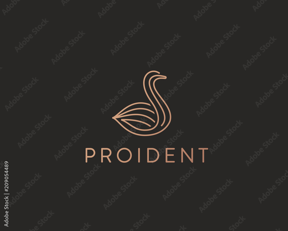 Abstract line bird duck logo design. Swan spa vector logotype Abstract line bird duck logo design. Swan spa vector logotype