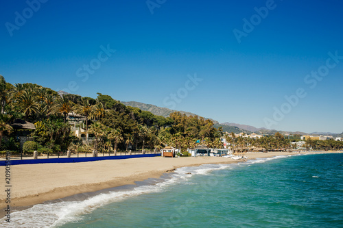 Beach next to The Golden Mile, promenade that joins Puerto Banús and Marbella.