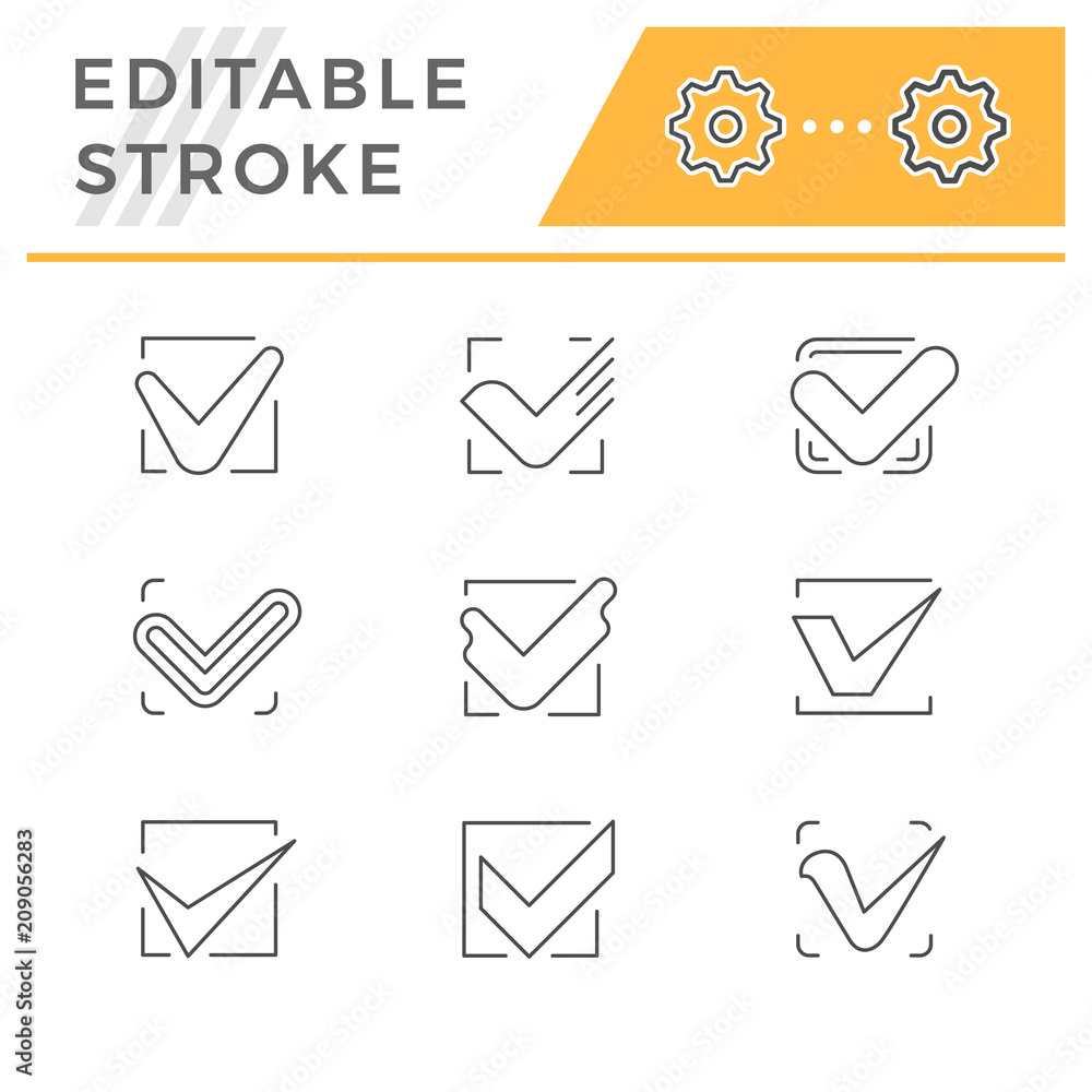 Set line icons of check mark Set line icons of check mark