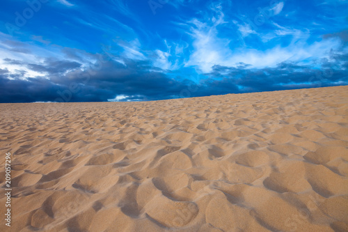 Desert dunes landscape in Canary islands  Spain.