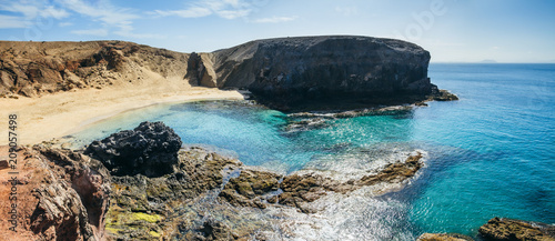 Beautiful landscape of famous Papagayo Beach on the Lanzarote Island, Canary, Spain