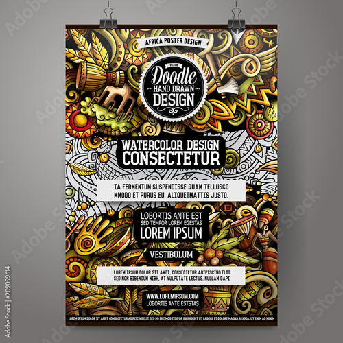 Cartoon hand drawn doodles Africa poster design