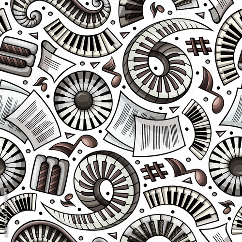Cartoon hand-drawn Classic music seamless pattern