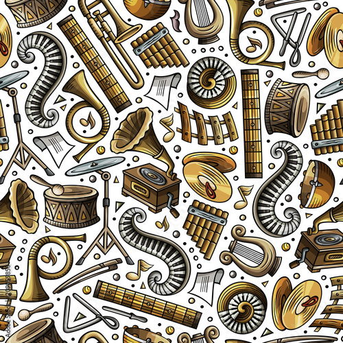 Cartoon hand-drawn Classic music seamless pattern
