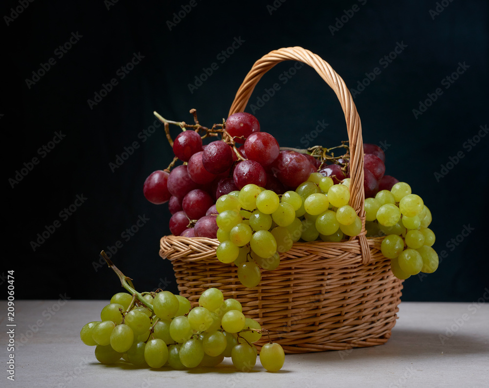 still life of grapes in a basket ripe green red natural holiday still life of grapes in a basket ripe green red natural holiday