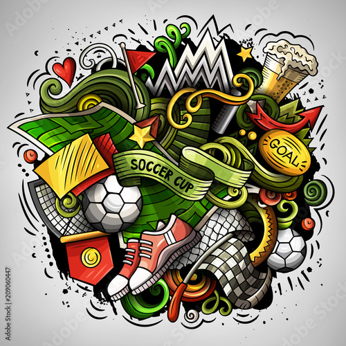 Cartoon vector doodles Football illustration