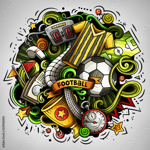 Cartoon vector doodles Football illustration