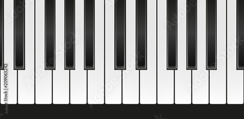 Vector seamless realistic piano keyboard on black background