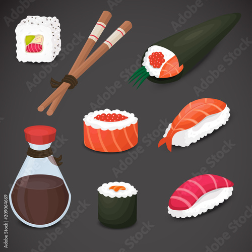 Sushi vector icon. Detailed  3d  realistic art.