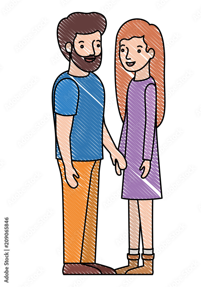 young couple avatars characters vector illustration design young couple avatars characters vector illustration design