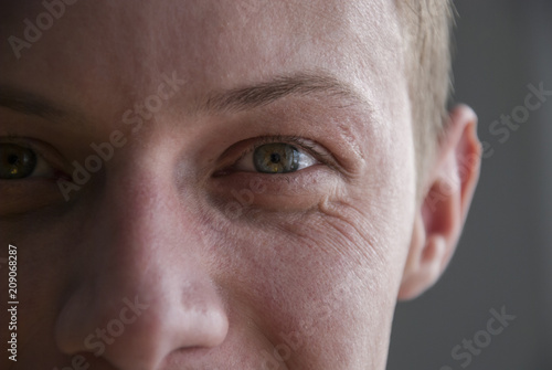 Portrait of a man with a smile and close.