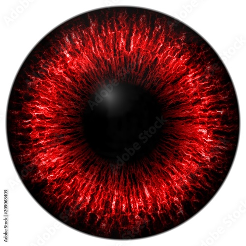 Texture red eye 3d with white lines and black fringe	