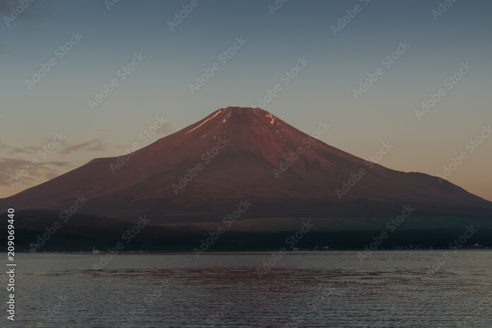 Aka Fuji , Mt.Fuji with red color in summer sunrise