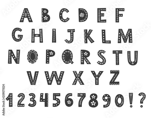 Scandinavian font. Vector illustration.