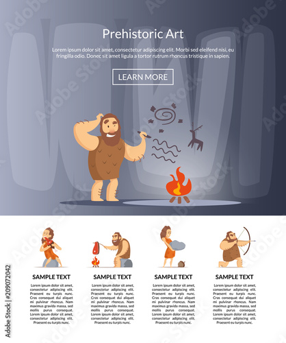 Vector cartoon cavemen illustration