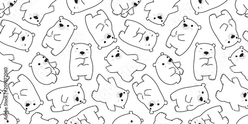 bear seamless pattern polar bear panda vector teddy scarf background wallpaper repeat isolated white