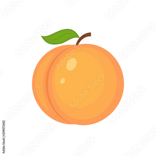 Guicy peach fruit whith green  leaf vector illustration. Isolate