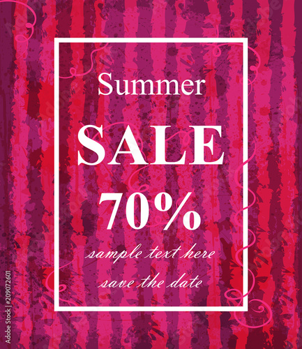 Summer sale template Vector. Watermelon texture background. Fucsia trendy colors