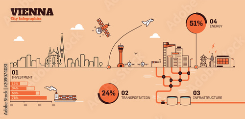 Vienna City Flat Design Infrastructure Infographic Template