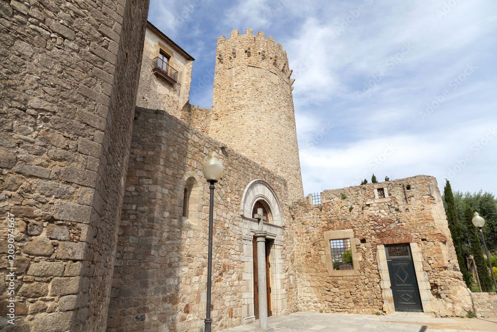 Benedictine monastery, romanesque style, medieval architecture in Sant Feliu de Guixols,Catalonia.