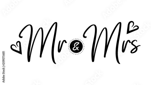 mr amd mrs bride and groom calligraphy