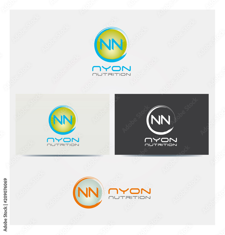 Logo Lettre N, NN dans un Cercle, Icone Carte et Charte Graphique Entreprise Plusieurs Couleurs