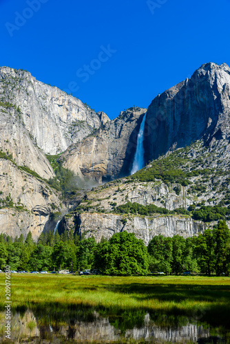 Yosemite Upper and Lower Falls in the Yosemite National Park, California, USA