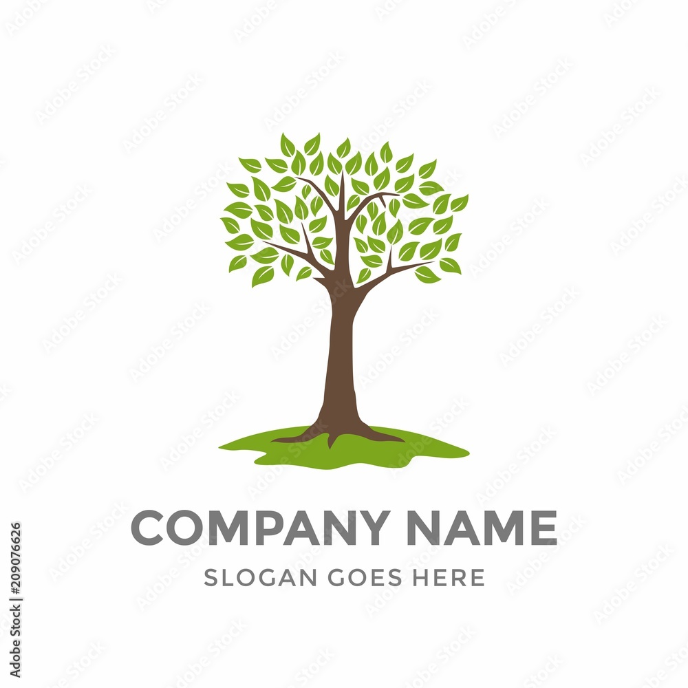 Obraz premium Grow Tree World Enviroment Leaf Organic Green Plant Nature Farm Agriculture Business Company Stock Vector Logo Design Template