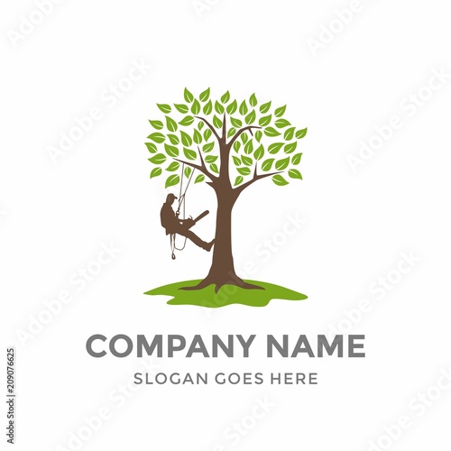 Cutting Trees Grow Global World Enviroment Leaf Organic Green Plant Nature Farm Agriculture Business Company Stock Vector Logo Design Template