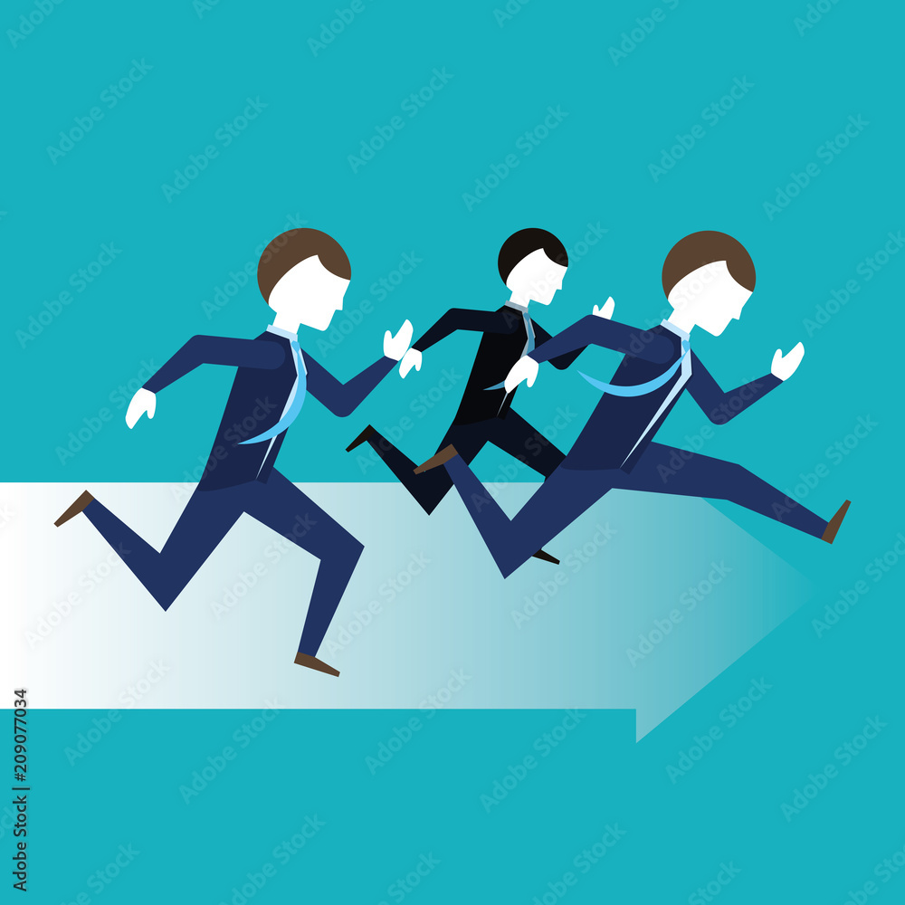 businessmen running for the success over blue background, colorful design vector illustration businessmen running for the success over blue background, colorful design vector illustration