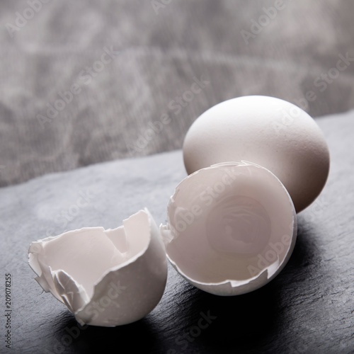 Egg on grey background. photo