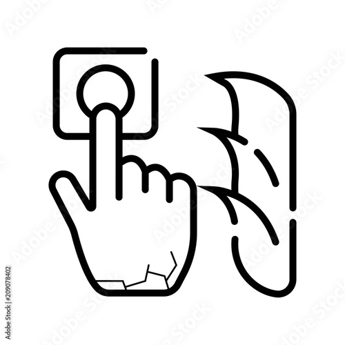Hand pressing button power icon