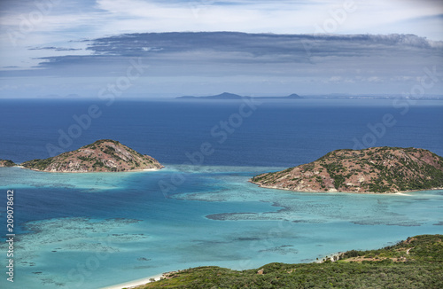 spectacular view from Captain Cooks lookout from the top of Lizard Island over the Grat Barrier Reef, Queensland, Australia