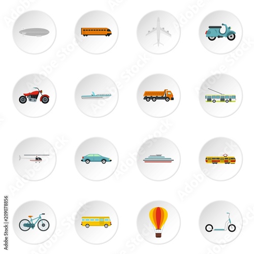 Transport icons set. Flat illustration of 16 transport vector icons set illustration