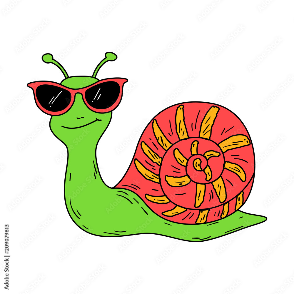 Cartoon snail wearing glasses Stock Vector | Adobe Stock