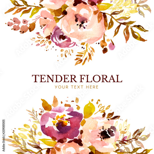 Soft rustic floral background template