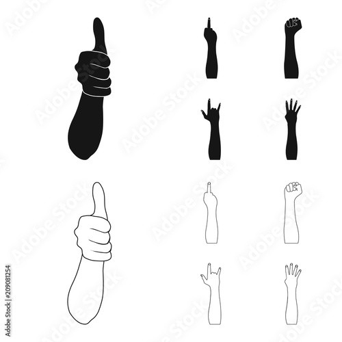 Sign Language black,outline icons in set collection for design.Emotional part of communication vector symbol stock web illustration.