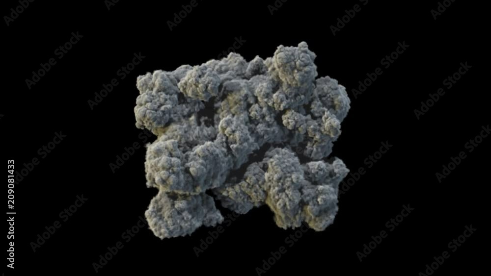 Eruption smoke of dense gray color towards to camera, with alpha mask Eruption smoke of dense gray color towards to camera, with alpha mask