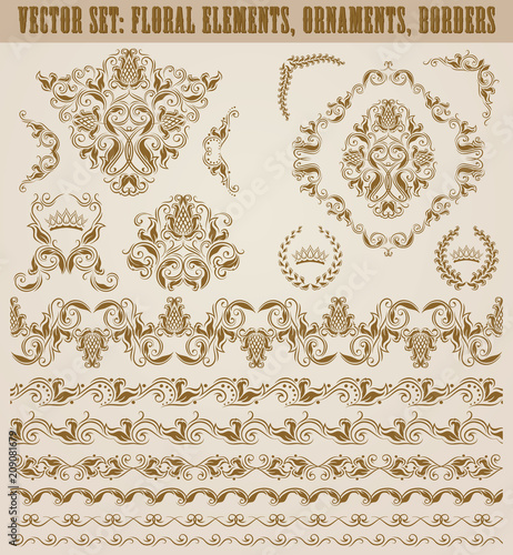 Set of vector damask ornaments.