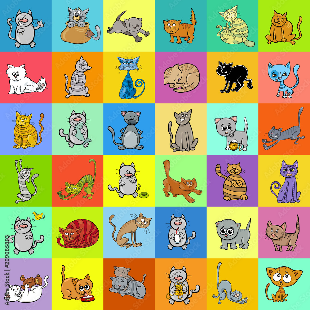 Obraz premium pattern design with cartoon cat characters