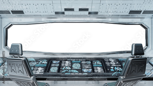Fototapeta Naklejka Na Ścianę i Meble -  White clean spaceship interior background 3D rendering