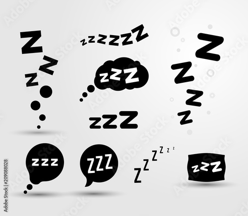 Set of Zzz sleep icon. Vector illustration graphic. Isolated on white background