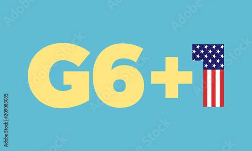 G-7 group is divided into G6+1. USA ( United states of America ) is isolated and suspended from alliance of great powers. Vector illustration