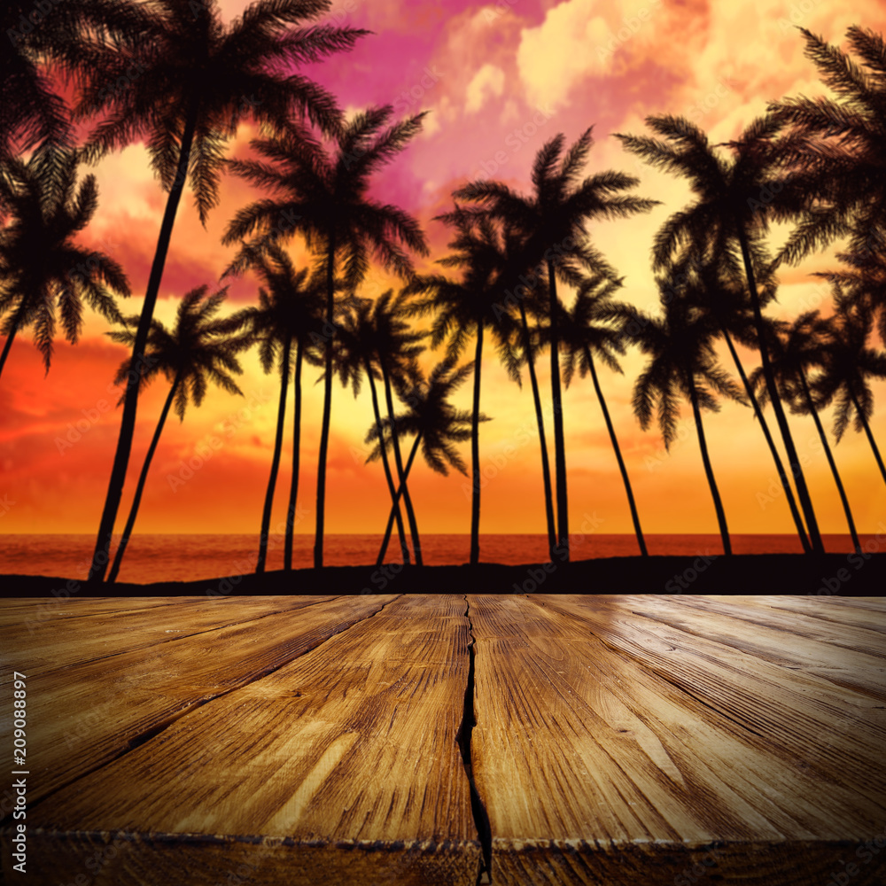 summer desk and palms summer desk and palms