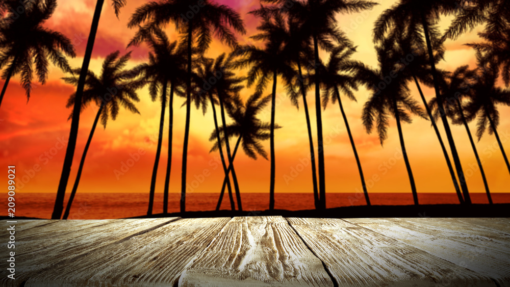 summer desk and palms summer desk and palms